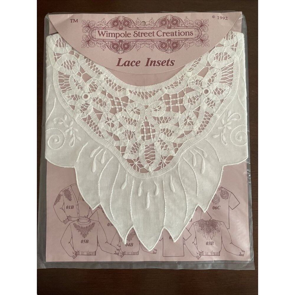 Vtg Ecru Lace Insets Neck Insert Collar Wimpole Street Creations New Cotton 03B
